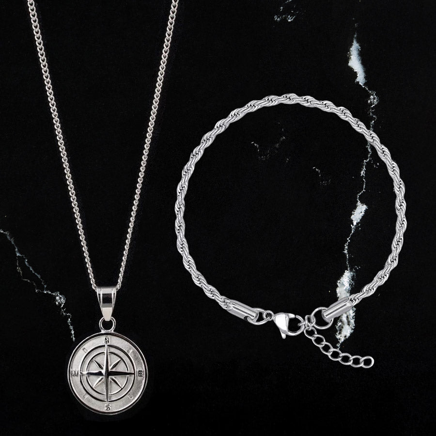 Rope & Compass Set (Bracelet & Necklace)